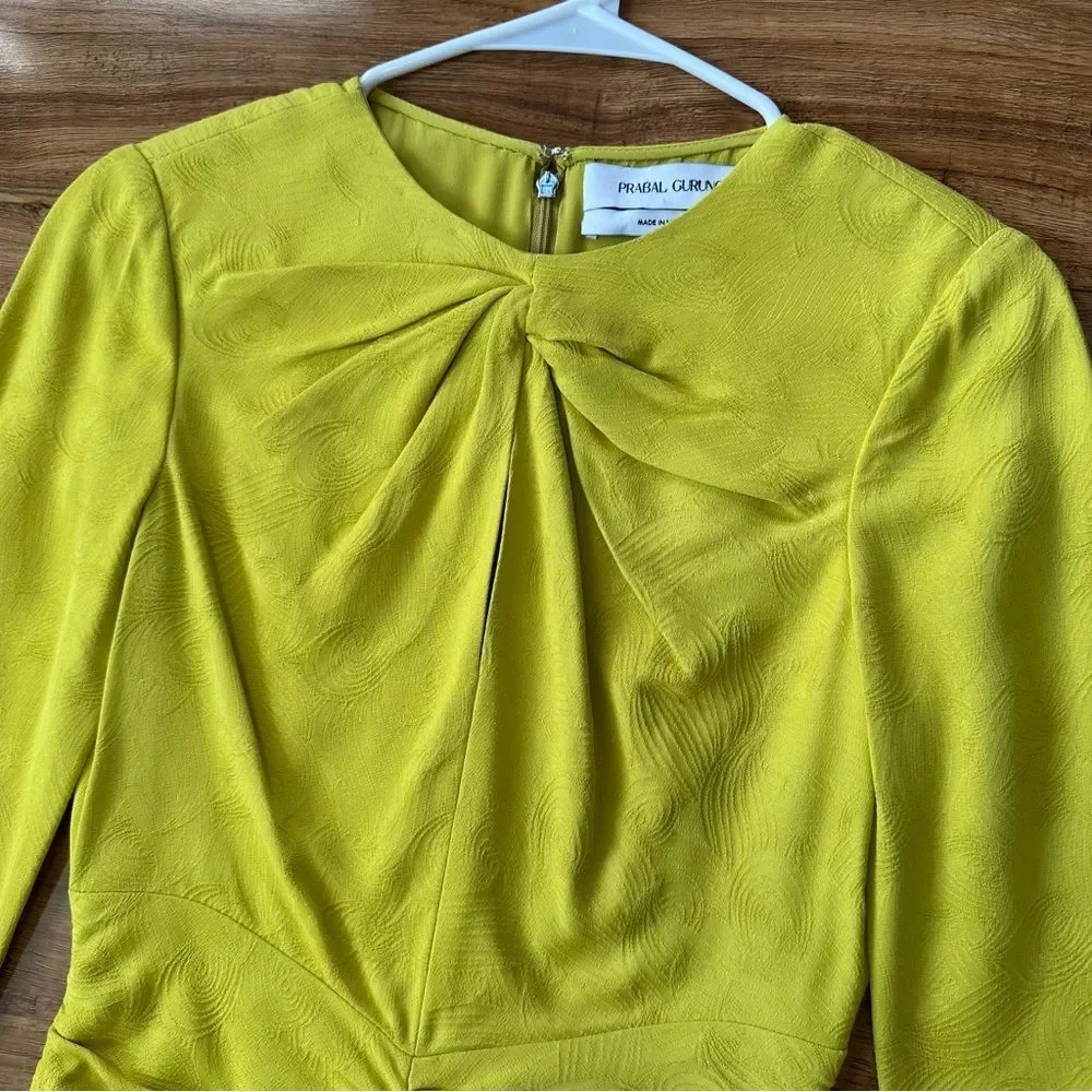Prabal Gurung Worn on TV Jacquard Twist Front Crew Neck Midi Length Dress Size 0 - Picture 4 of 13